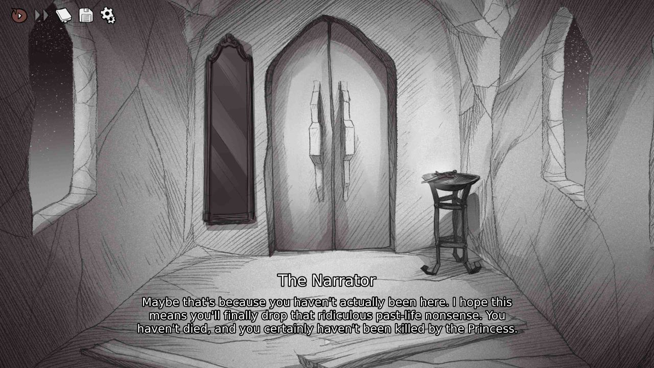 Screenshot of Slay the Princess: The Pristine Cut running on Xbox Series X.