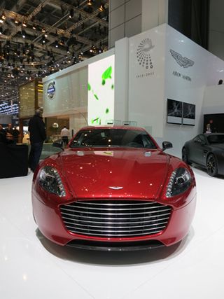 Red Aston Martin with fabulous four-door