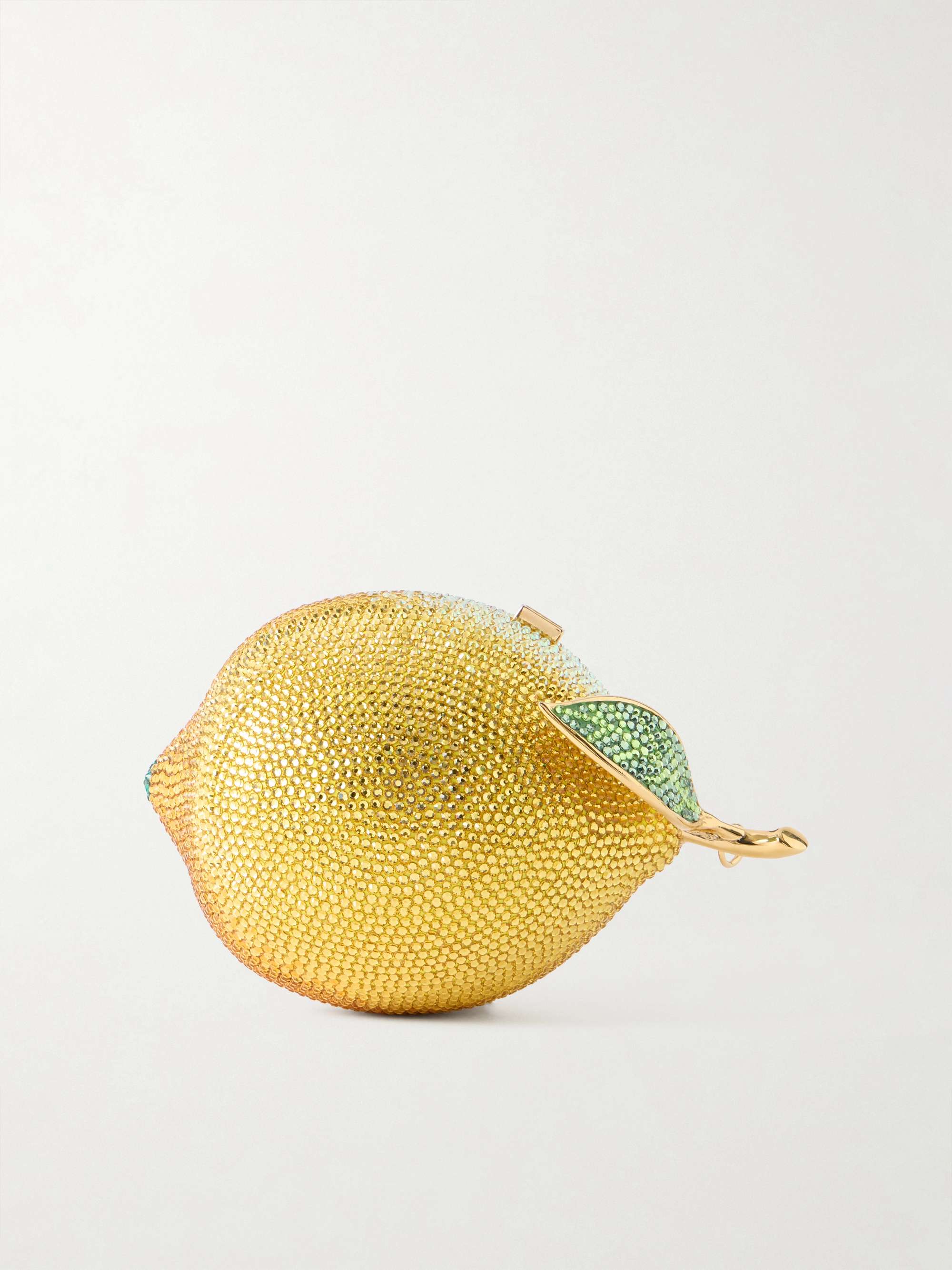 Citron Crystal-Embellished Gold-Tone Clutch