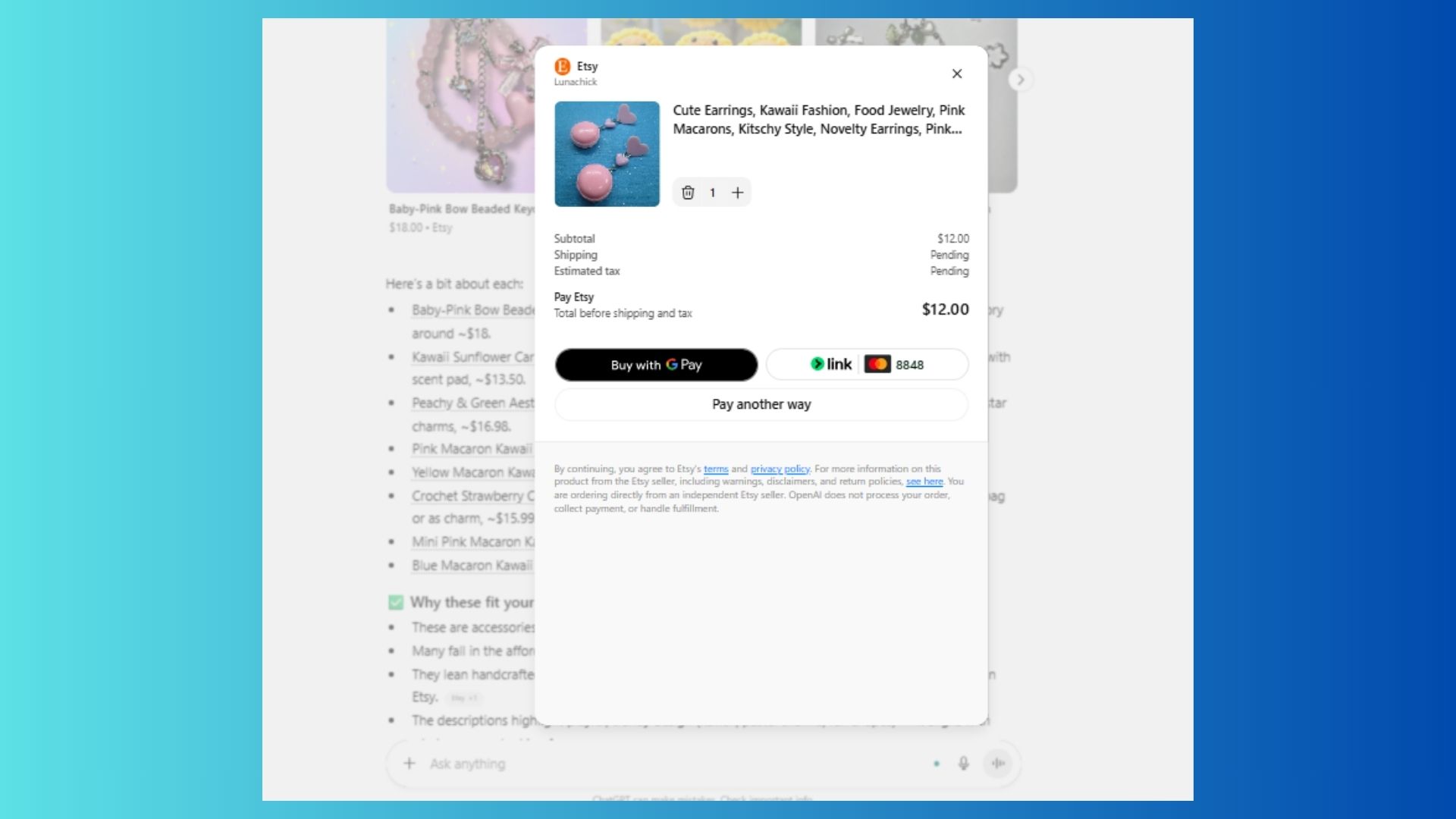 Shopping in ChatGPT screenshot