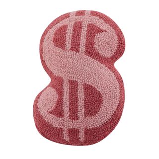 Pink money sign throw pillow