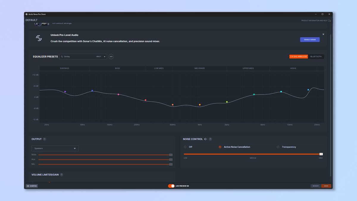 A screenshot of the SteelSeries GG app