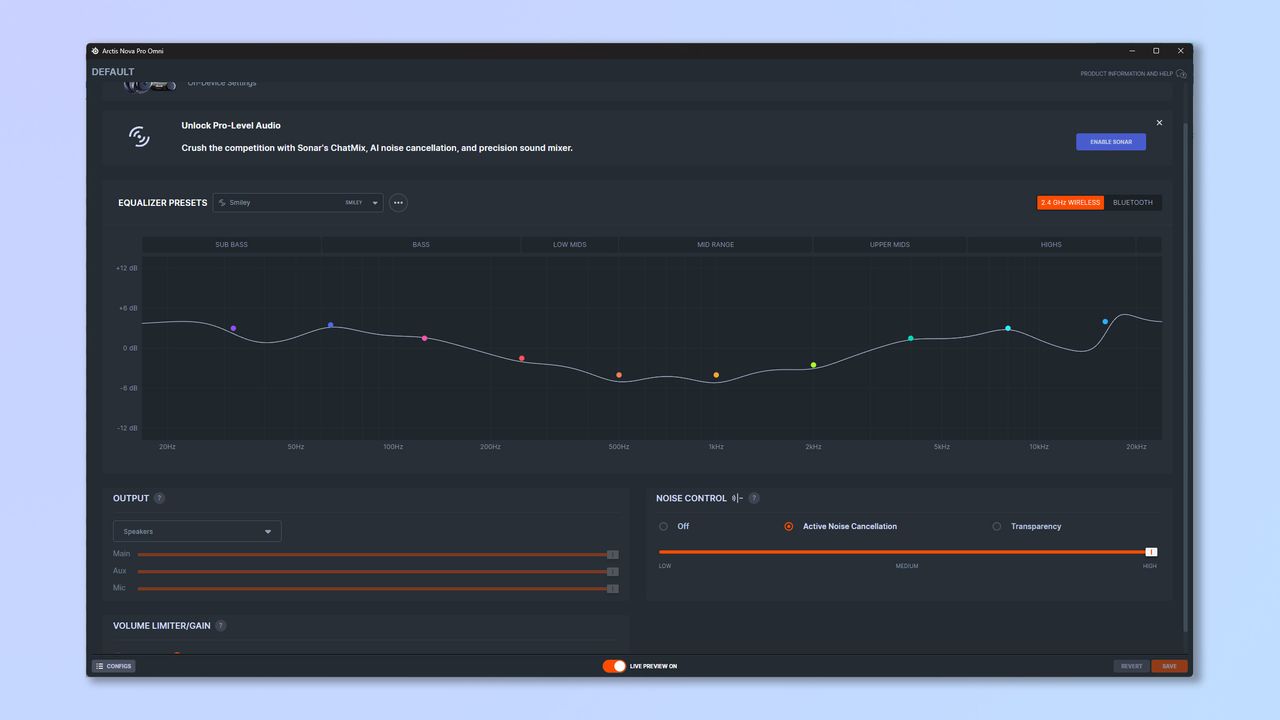 A screenshot of the SteelSeries GG app