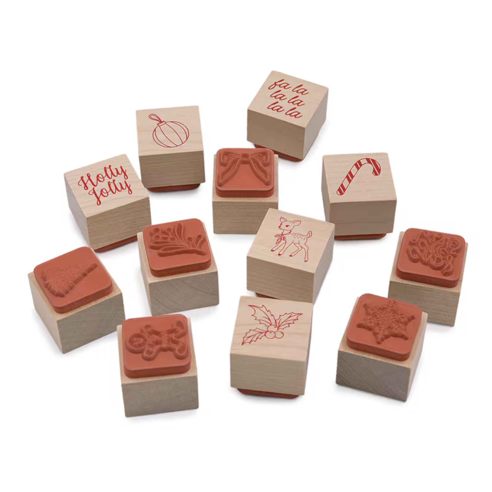 Wood block stamp set with Christmas motifs