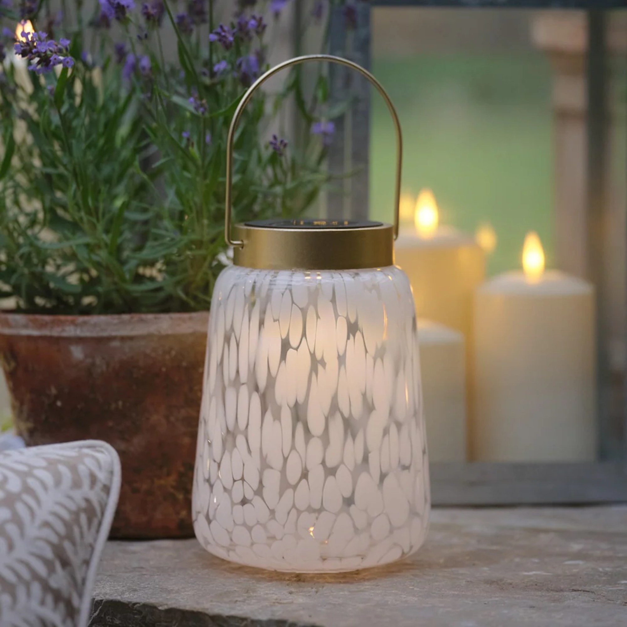 Lights4fun Confetti Glass Solar Lantern