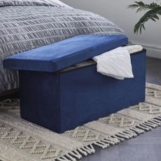 aldi velvet storage ottoman in blue