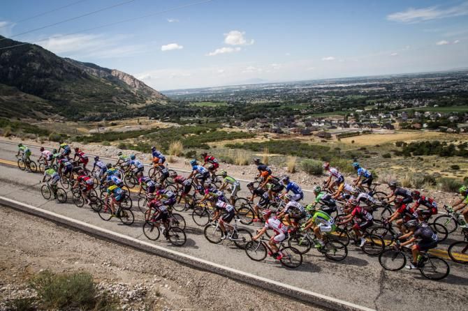 The field climbs out of Ogden at the Tour of Utah.