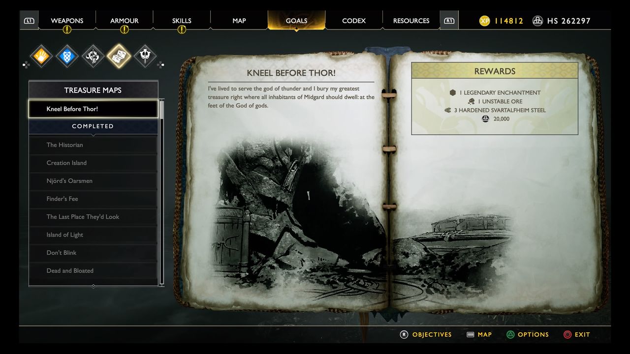 God of War treasure map locations
