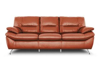 Napoli Leather Recliner Sofa with brown leather upholstery and slim chrome feet