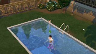 A sim in a pool in The Sims 4