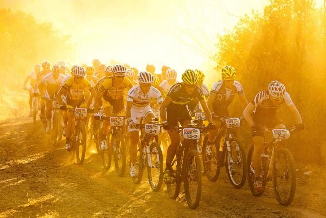 Riders get caught up in the morning dust