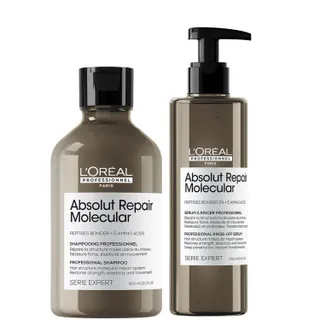 L'oréal Professionnel Absolut Repair Molecular Shampoo & Rinse Off Serum Set for Damaged Hair