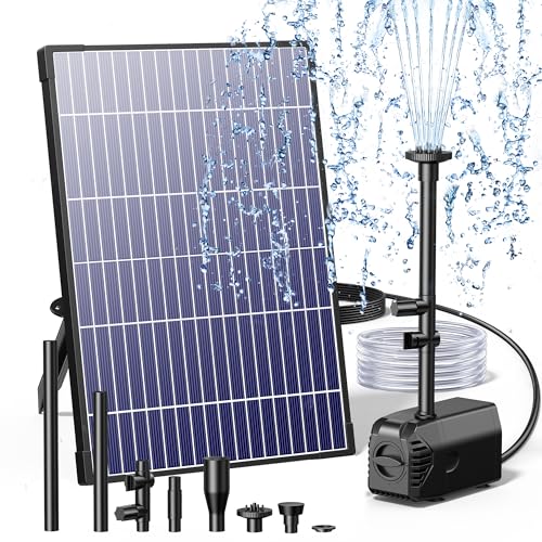 Biling 12w Solar Fountain Pump, 160gph Submersible Solar Pond Pump With Filter and Dry Run Protection, 4.9ft Lift, 16.4ft Cord, 4 Nozzles, Tubing for Diy Fountain, Pond, Outdoor Water Features