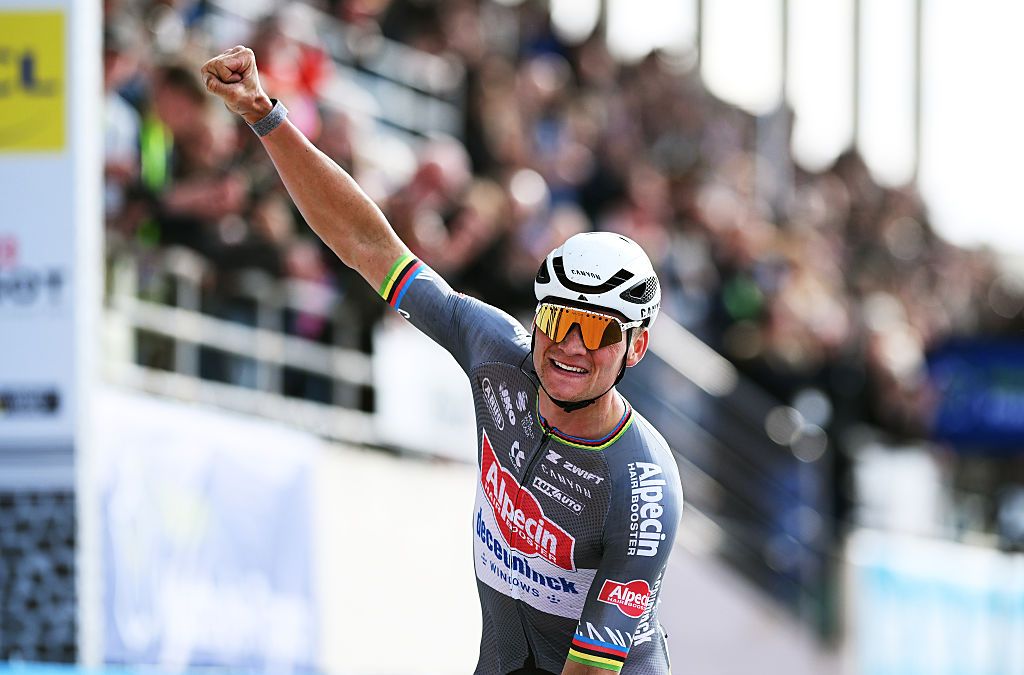 2025 Paris-Roubaix: Mathieu van der Poel celebrates the win