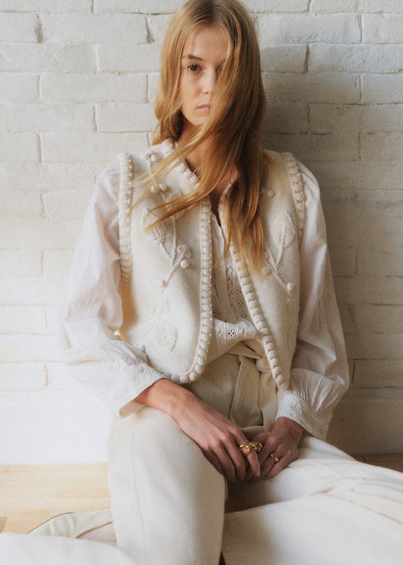 Nate Cardigan - S&amp;eacute;zane X Sea Ny - Ecru - Merino Wool - S&amp;eacute;zane