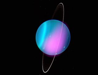 The blue body of Uranus glows (pin) with X-rays