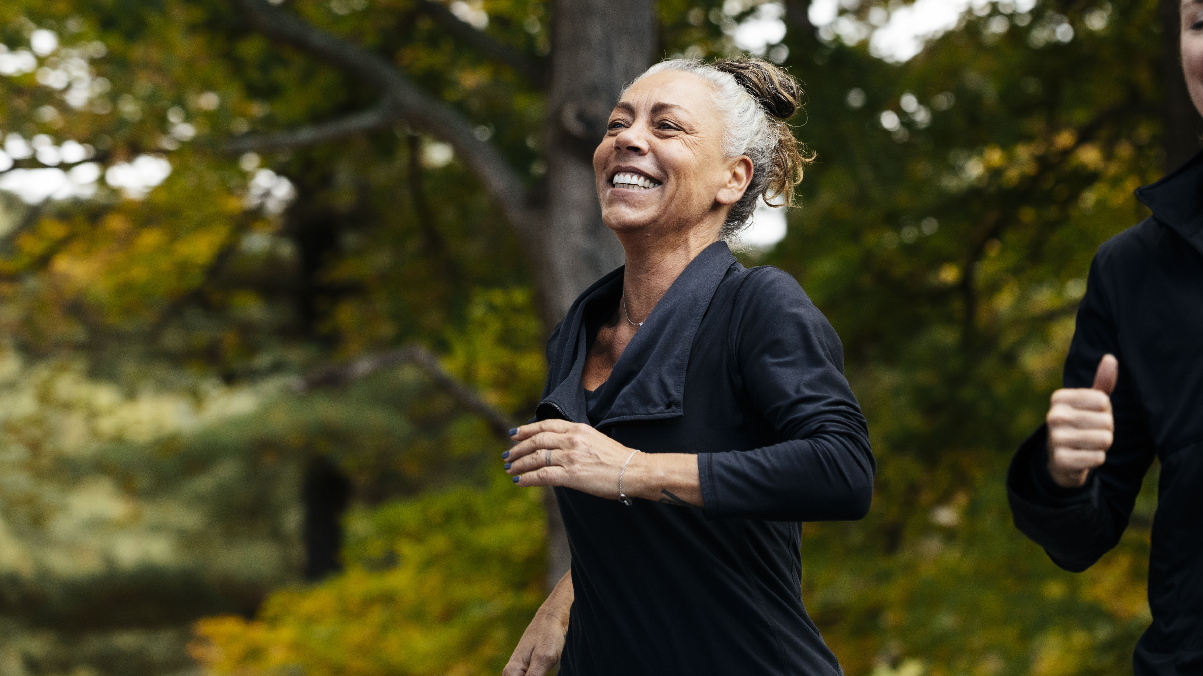 elderly woman jogging