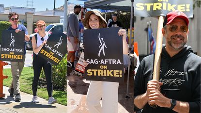 image of a striking worker sag-aftra wga strikes