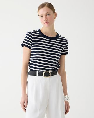 Cashmere Relaxed T-Shirt in Stripe