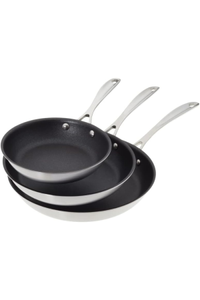 American Kitchen Premium Tri-Ply Stainless Steel Nonstick Frying Pan Set $240