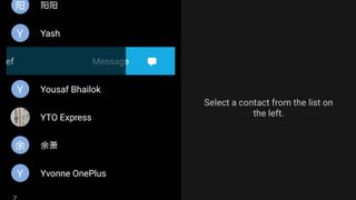 One UI contact list with a contact swiped