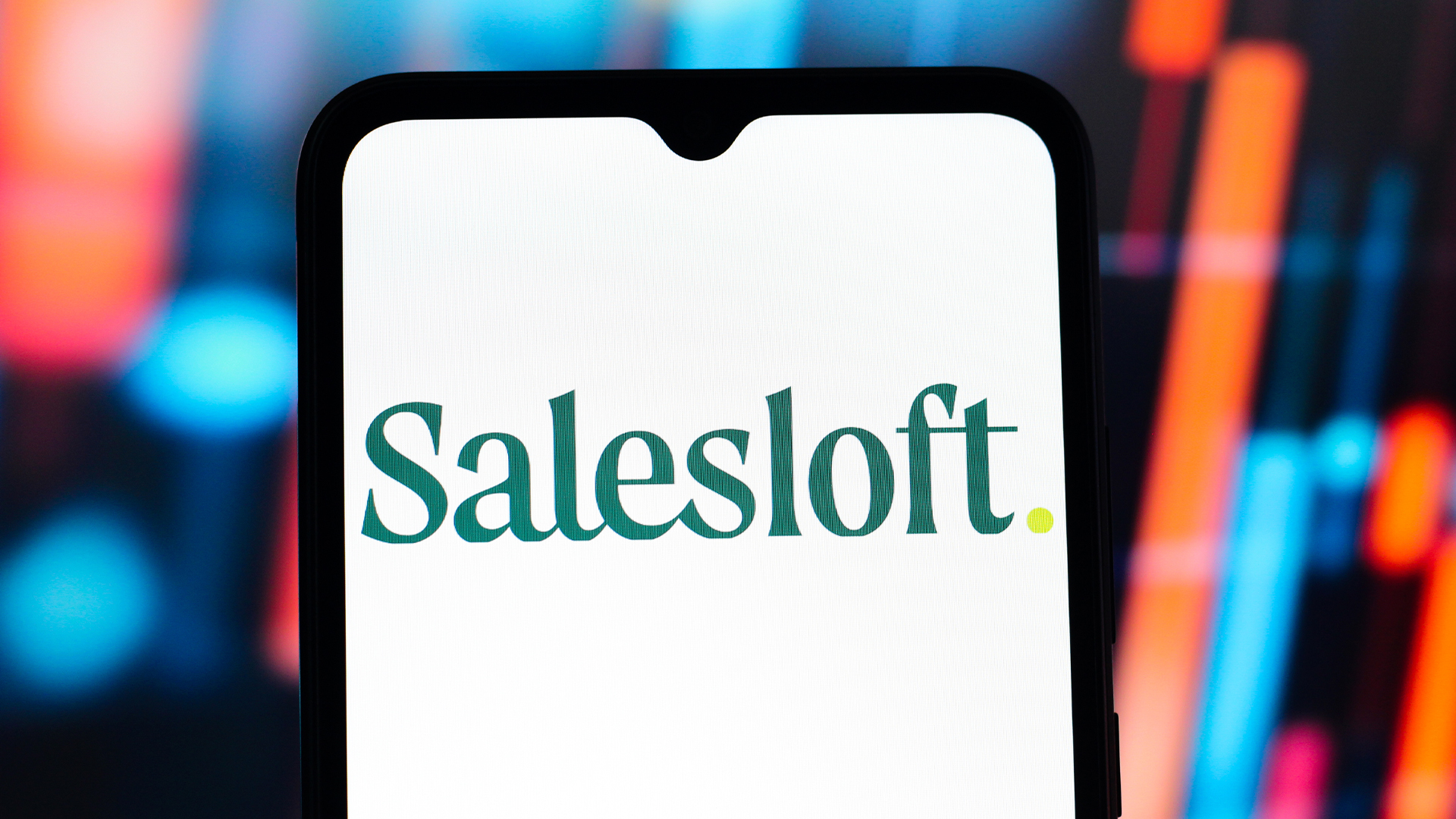 Logo of Salesloft, a third-party Salesforce application, pictured on a smartphone screen. 