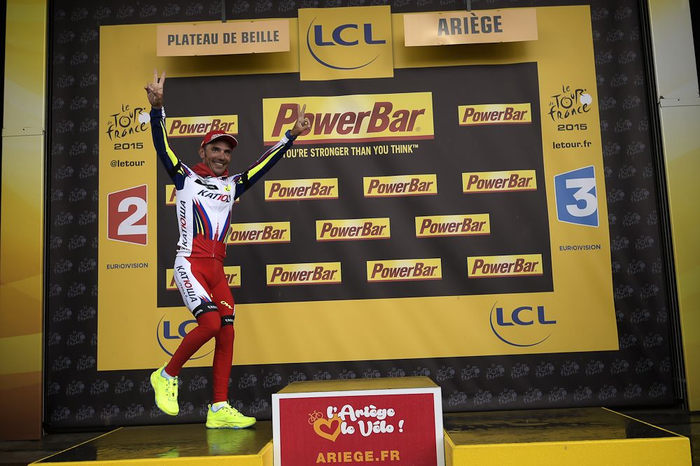 Joaquim Rodriguez on the stage 12 podium.