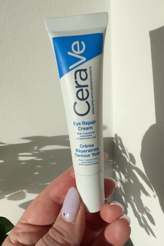 Lucy Partington testing the cerave eye cream