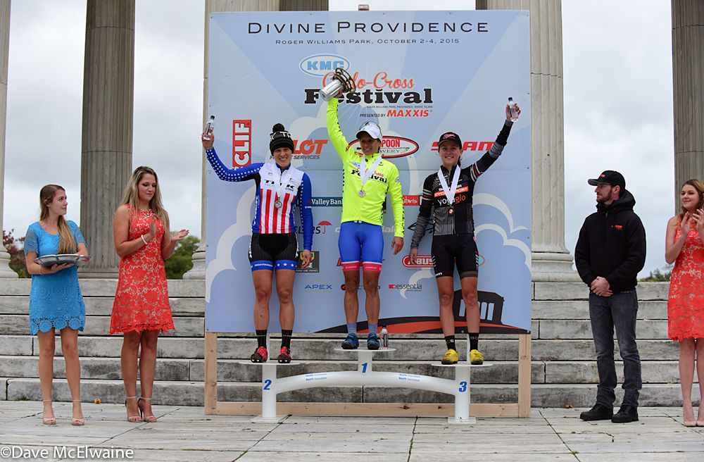 Women&rsquo;s Podium (L to R) Katie Compton (Trek Factory Racing) 2nd, Katerina Nash (Luna Pro Team) 1st, Amanda Miller (Boulder Cycle Sport) 3rd