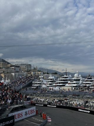 The view from Alpine's garage balcony at the Monaco Grand Prix.