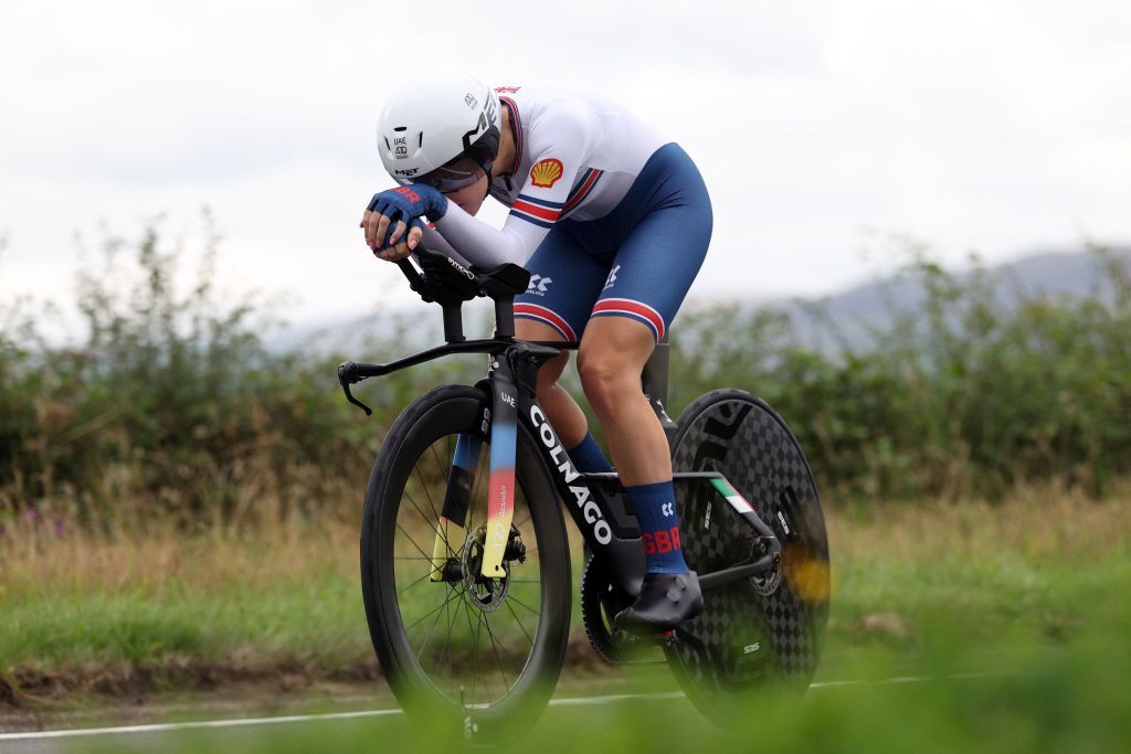 Great Britains Elizabeth Holden takes part in the womens Individual Time Trial in Stirling during the UCI Cycling World Championships in Scotland on August 10 2023 Photo by Adrian DENNIS AFP Photo by ADRIAN DENNISAFP via Getty Images