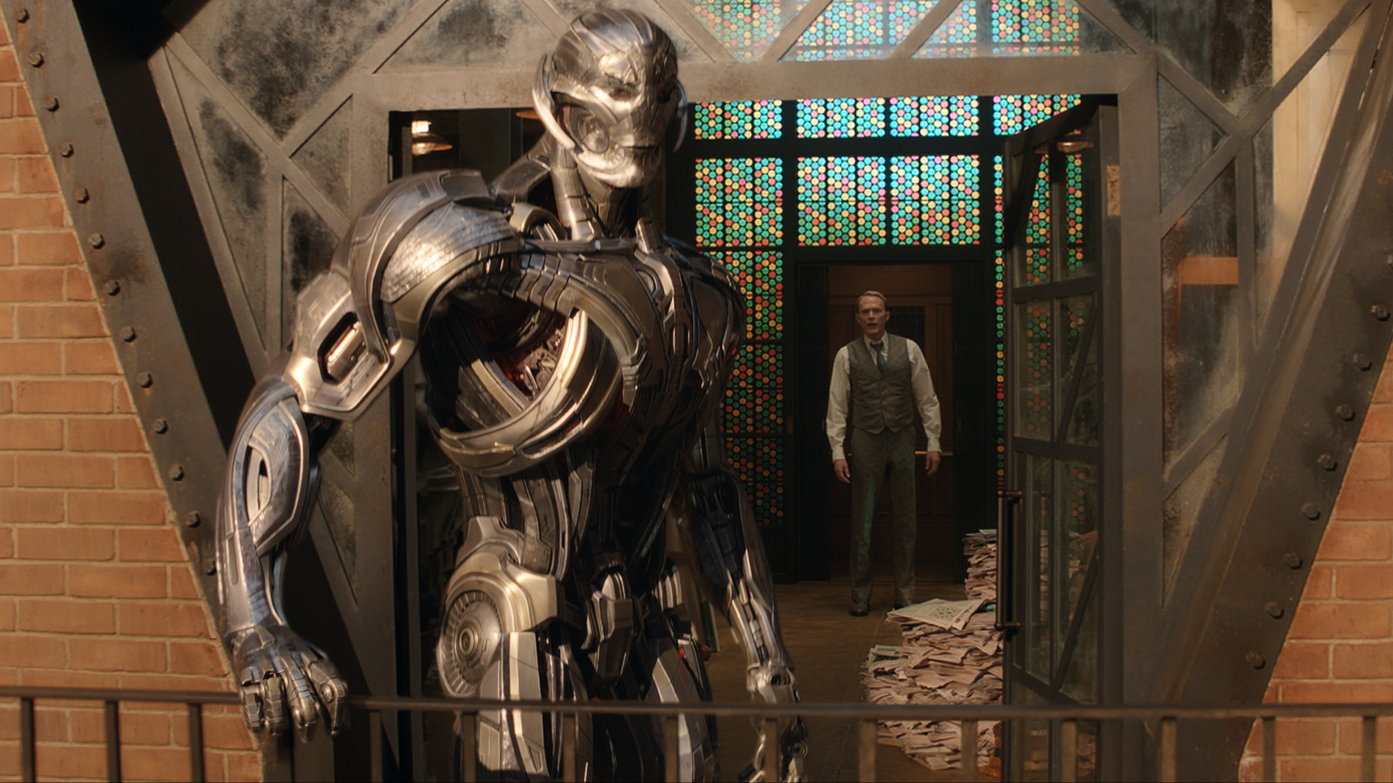 Ultron (James Spader) and Vision (Paul Bettany) on VisionQuest.