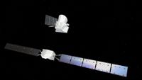 Artist&rsquo;s impression showing the Mercury Transfer Module separate from the BepiColombo Mercury Planetary Orbiter (MPO) and Mercury Magnetospheric Orbiter (MMO) composite spacecraft.