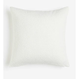 white boucle square pillow