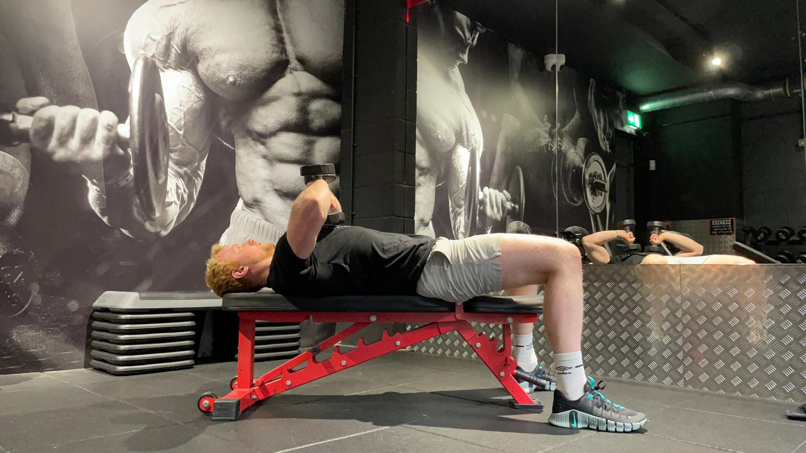 TechRadar fitness writer Harry Bullmore trying Ryan Reynoldss Deadpool trainer Don Saladino's top triceps exercises