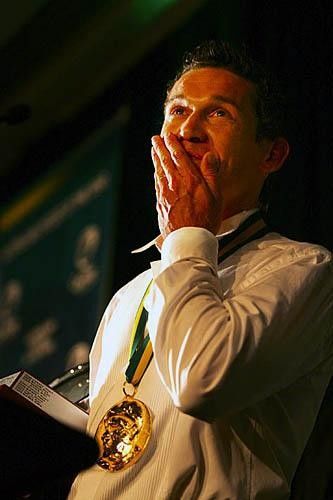 Robbie McEwen gets a little emotional.