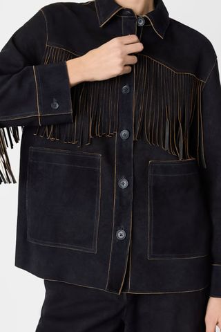 Whistles Blue Suede Western Jacket