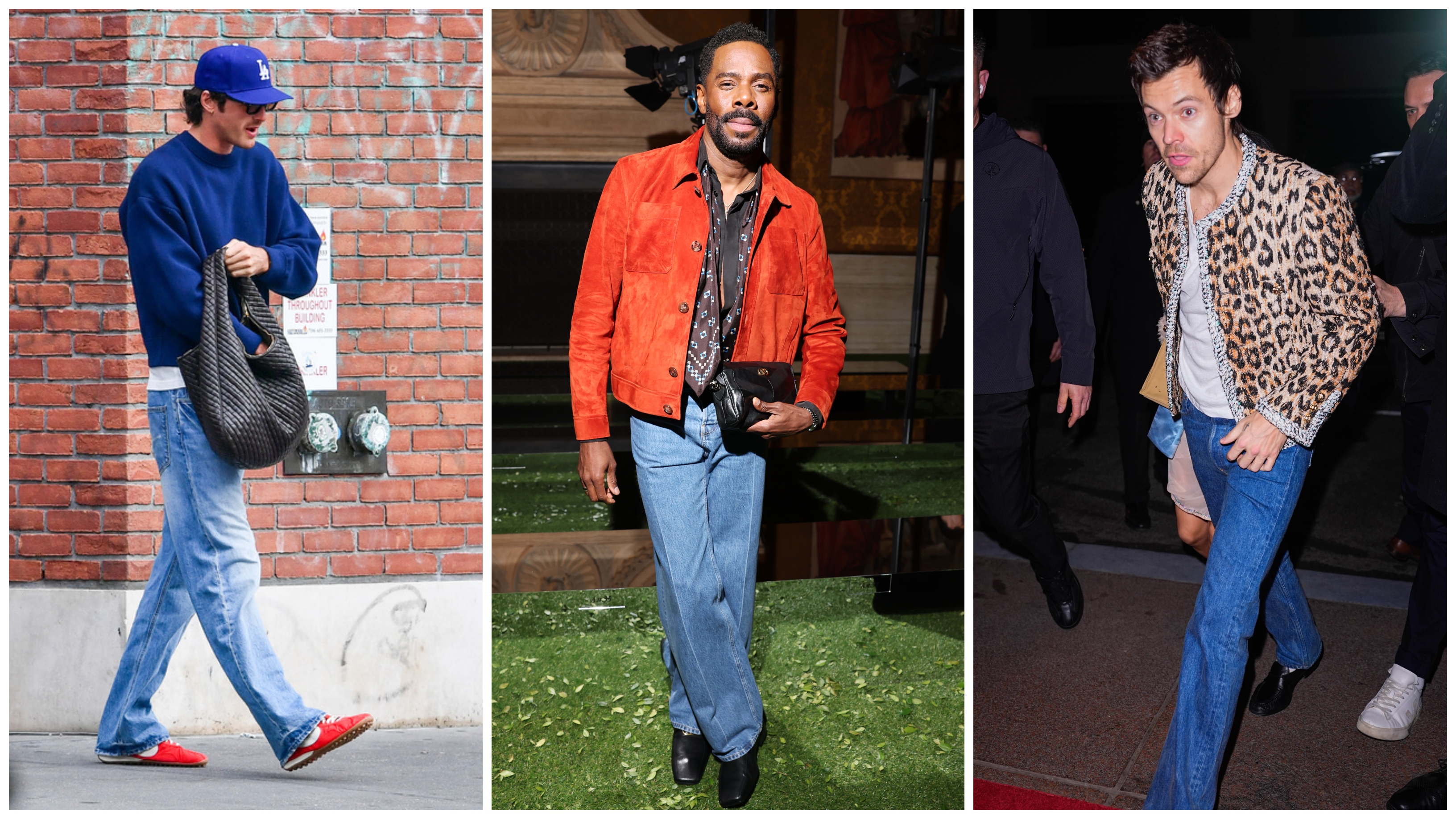 collage of Jacob Elordi, Colman Domingo, and Harry Styles