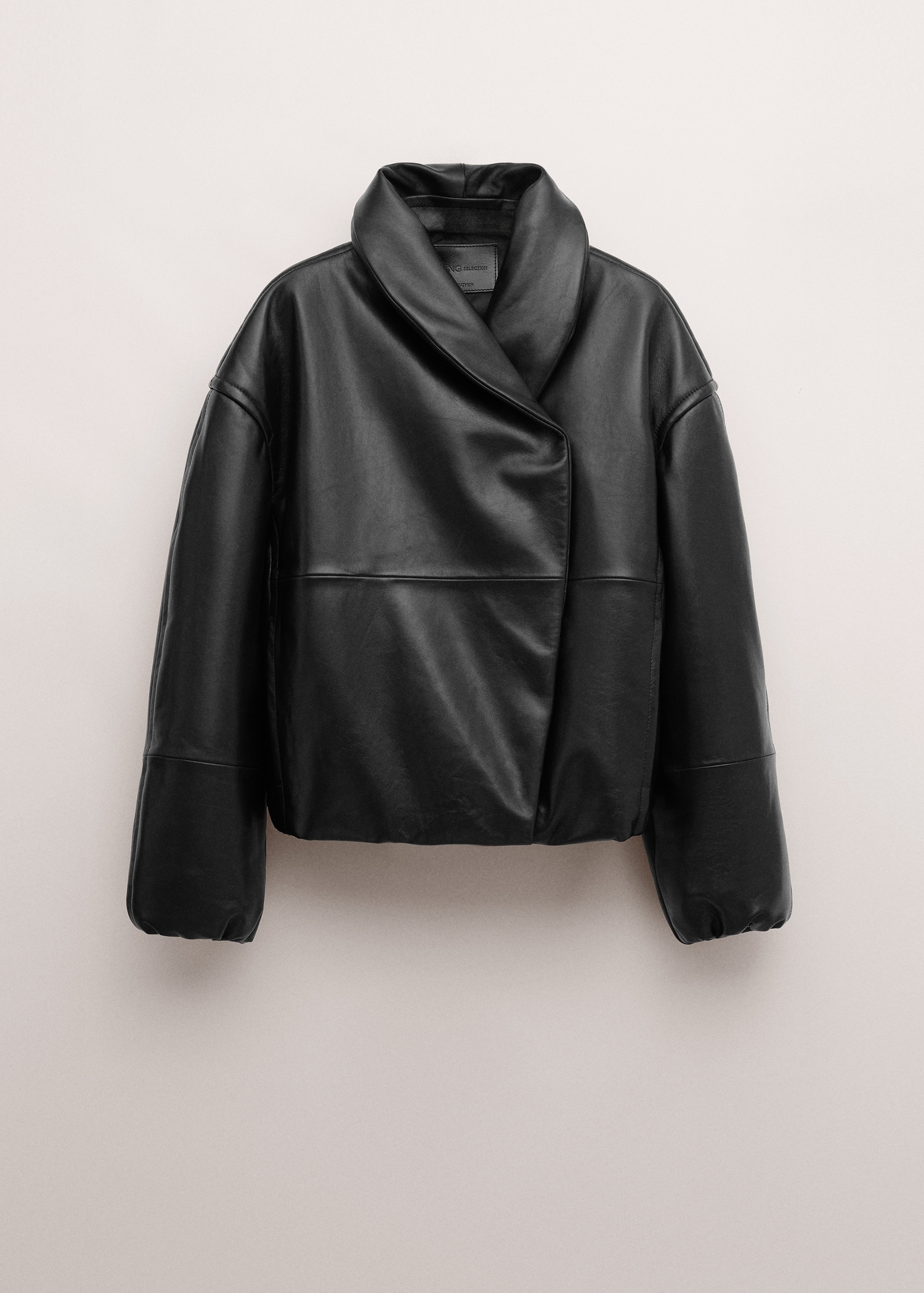Bomber Leather Jacket With Wrap Collar - Women | Mango Usa