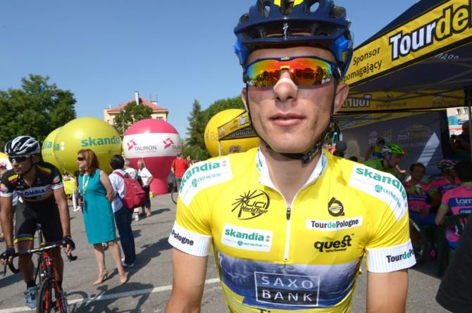 Tour of Poland leader Rafa Majka (Saxo-Tinkoff) resplendent in the yellow jersey
