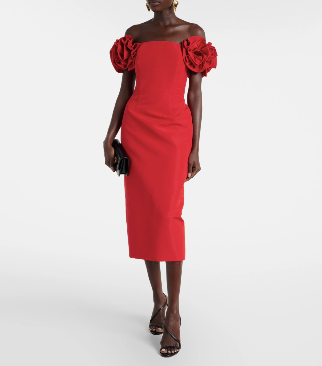 CAROLINE HERRERA, Off-Shoulder Silk Cocktail Dress