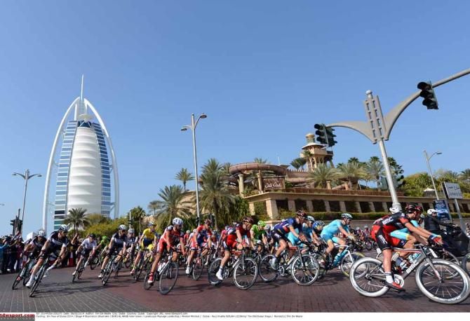 The peloton ride through the centre of town