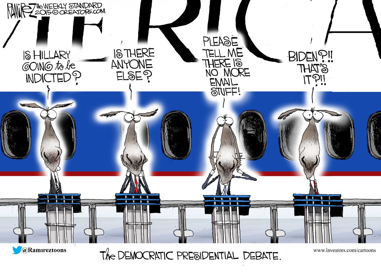 Political cartoon Democrat Debate