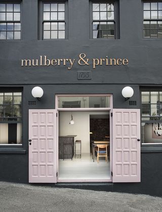 Entranced to Mulberry & Prince. The open pink doors look very inviting.