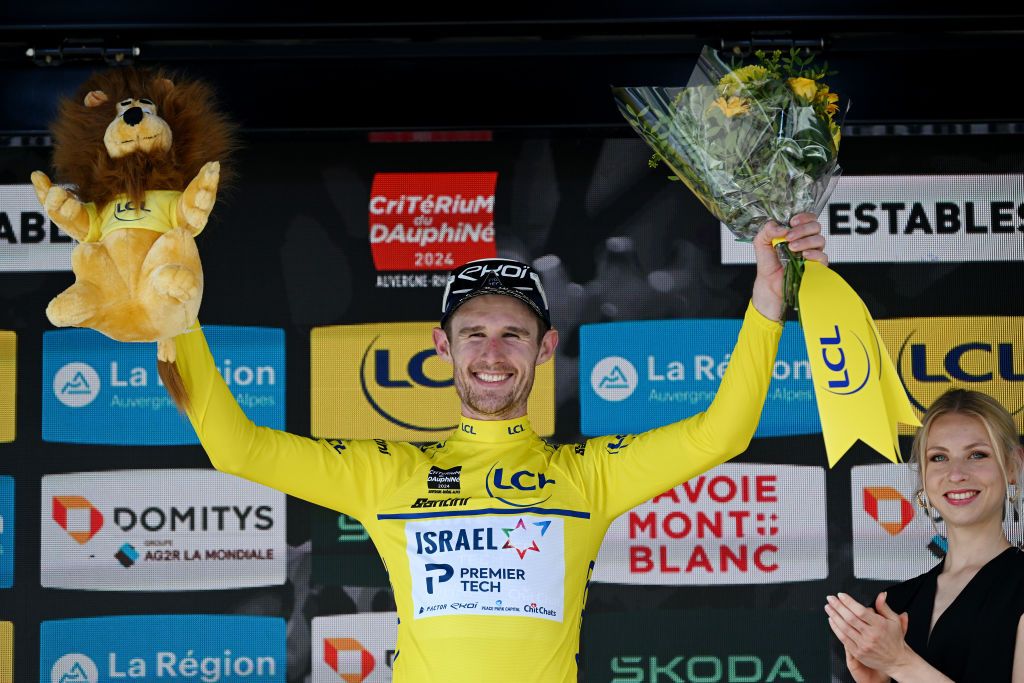 2024 Crit&eacute;rium du Dauphin&eacute;: stage 3 winner and race leader Derek Gee