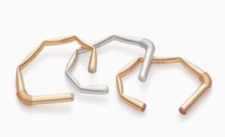 Nadine Ghosn Youtensils gold bracelets in the form of bent straws
