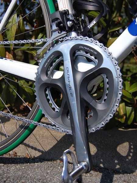Langeveld's spare bike was fitted with standard 53/39T chainrings&hellip;