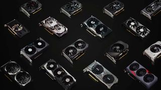 Nvidia graphics cards on a black background