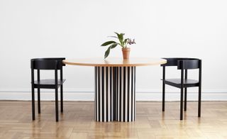 Malouin's chairs and striped 'Slon' tables