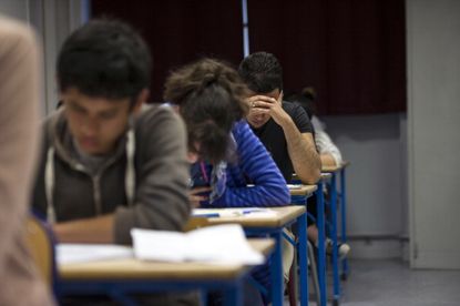 Students taking a test